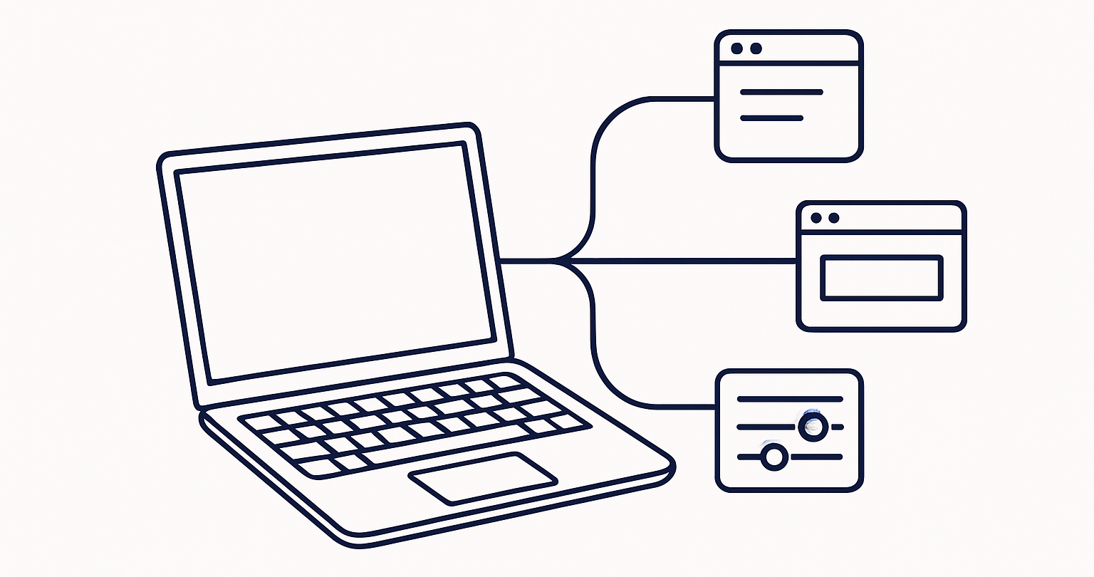 Chromebook showing three VPN connection paths: Android app, Chrome proxy extension, and manual ChromeOS profile