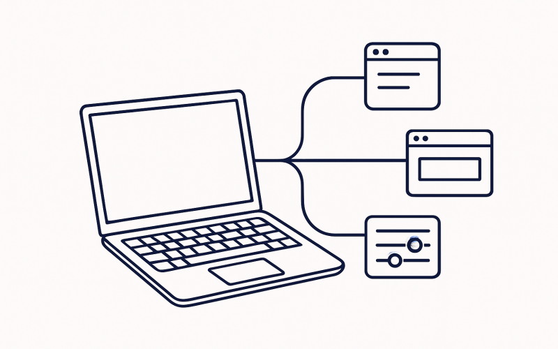 Chromebook showing three VPN connection paths: Android app, Chrome proxy extension, and manual ChromeOS profile