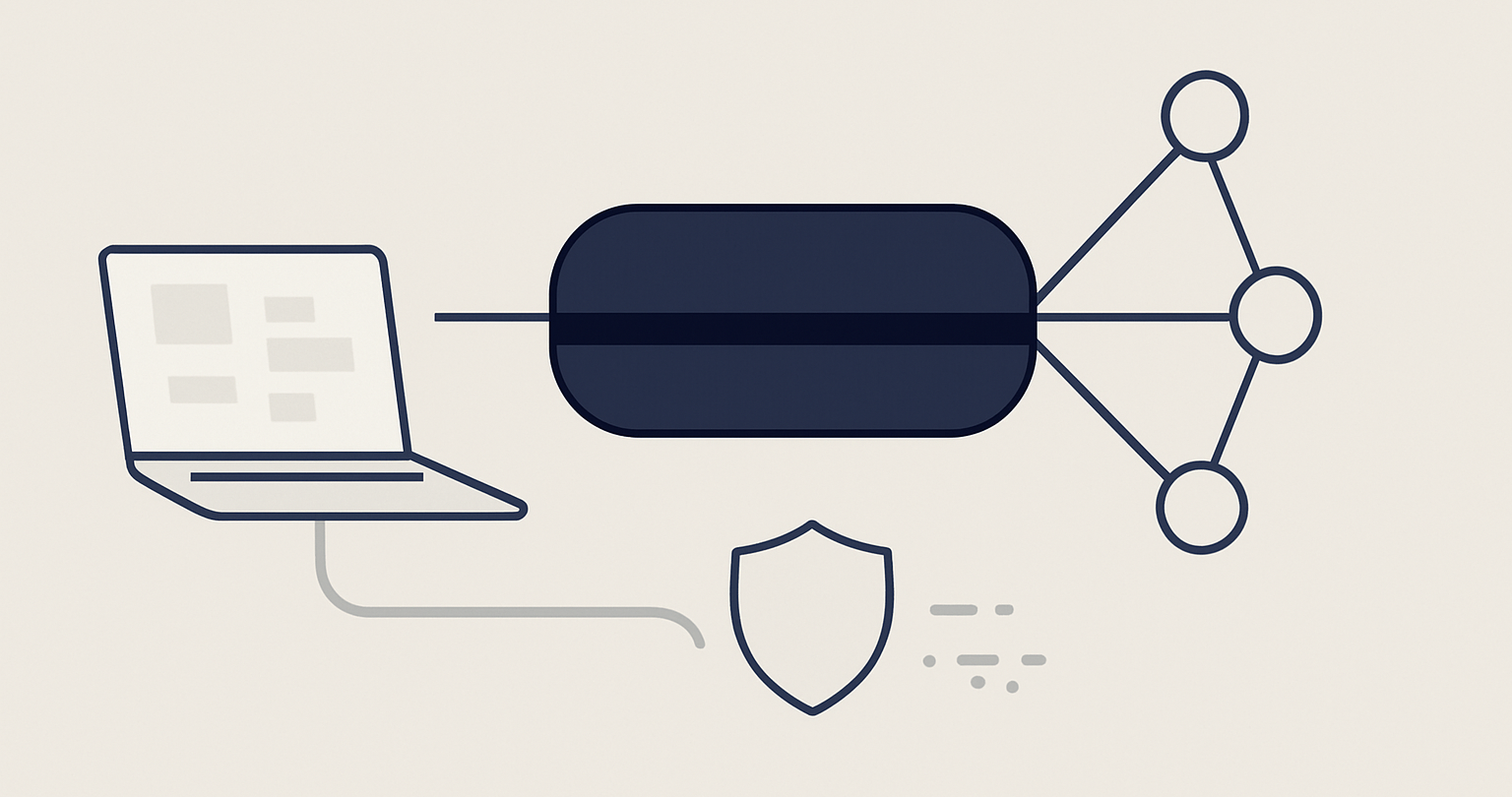 Laptop traffic passing through a VPN server before connecting to a peer-to-peer network