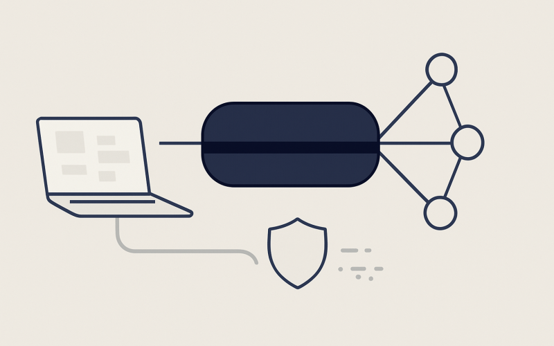 Laptop traffic passing through a VPN server before connecting to a peer-to-peer network