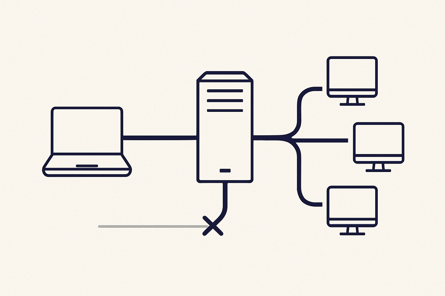 Diagram of torrent traffic moving from a laptop through a VPN server to peers