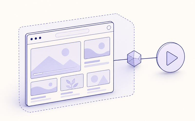 Laptop browser traffic routing through a proxy server to a video platform while a phone remains outside the route.