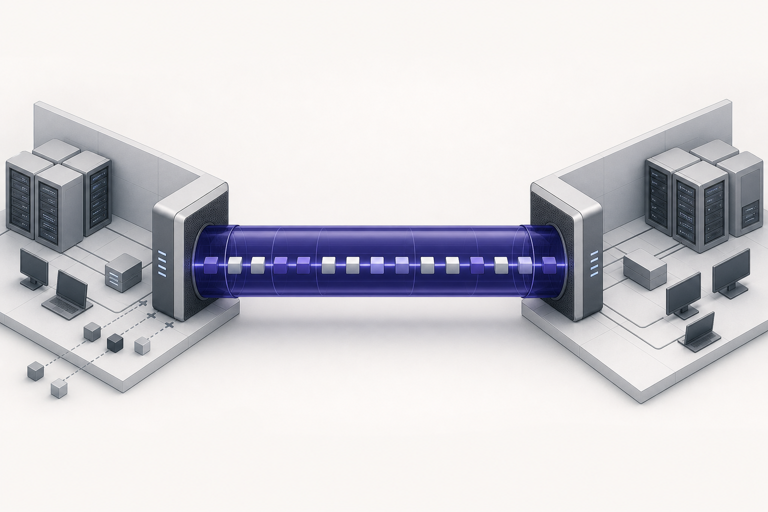 Selected business traffic entering an encrypted tunnel between two VPN gateways