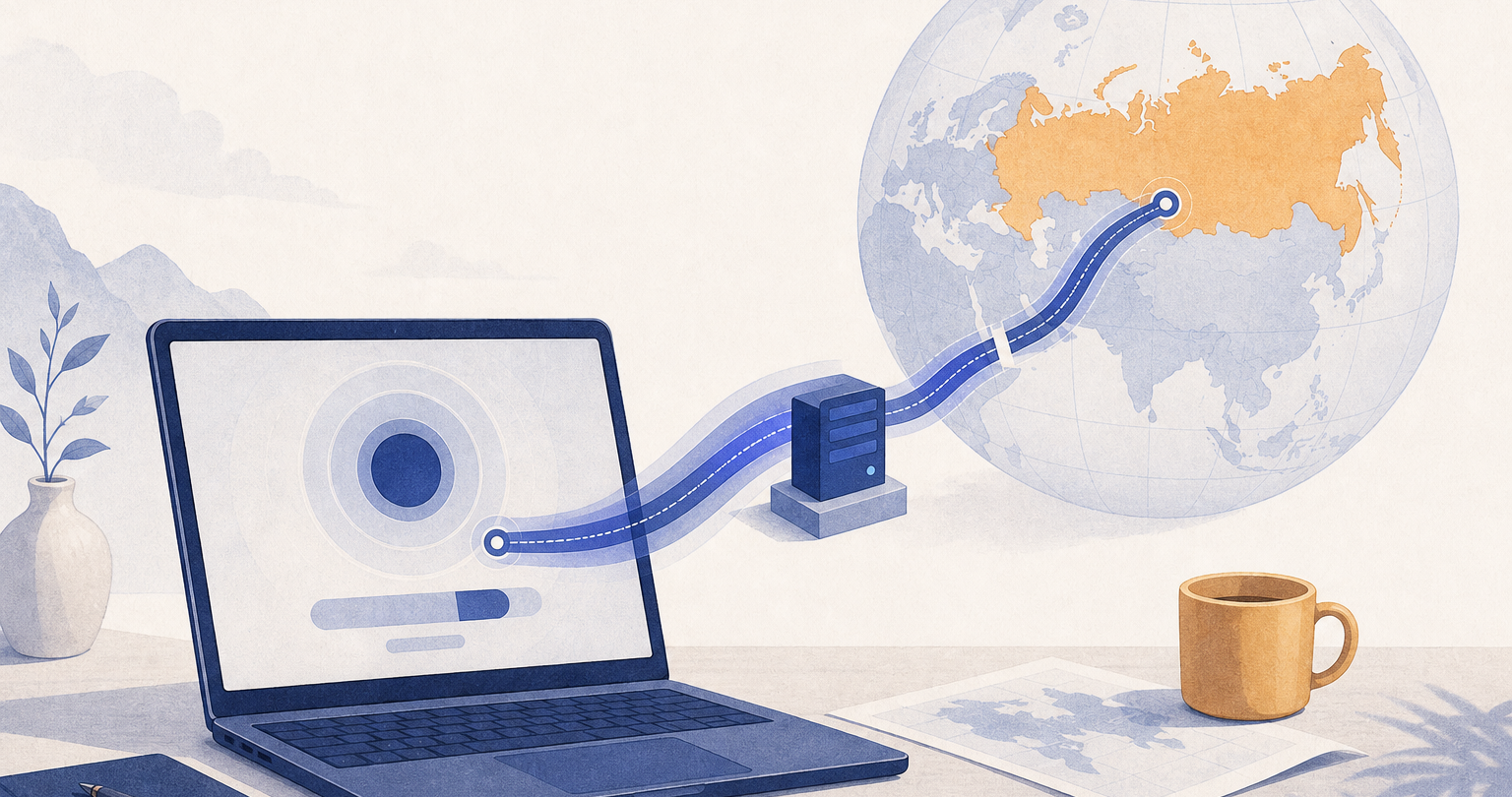 Laptop user connecting through a VPN while traveling in the Russian Federation