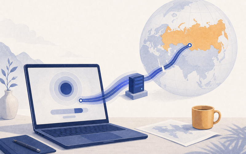 Laptop user connecting through a VPN while traveling in the Russian Federation