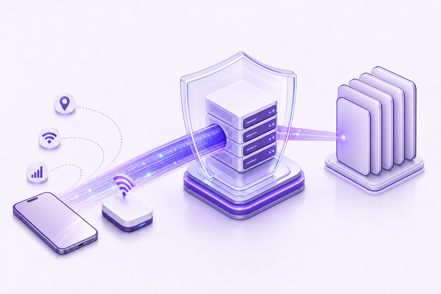 Diagrama que muestra un teléfono conectándose a través de un servidor VPN antes de llegar a TikTok